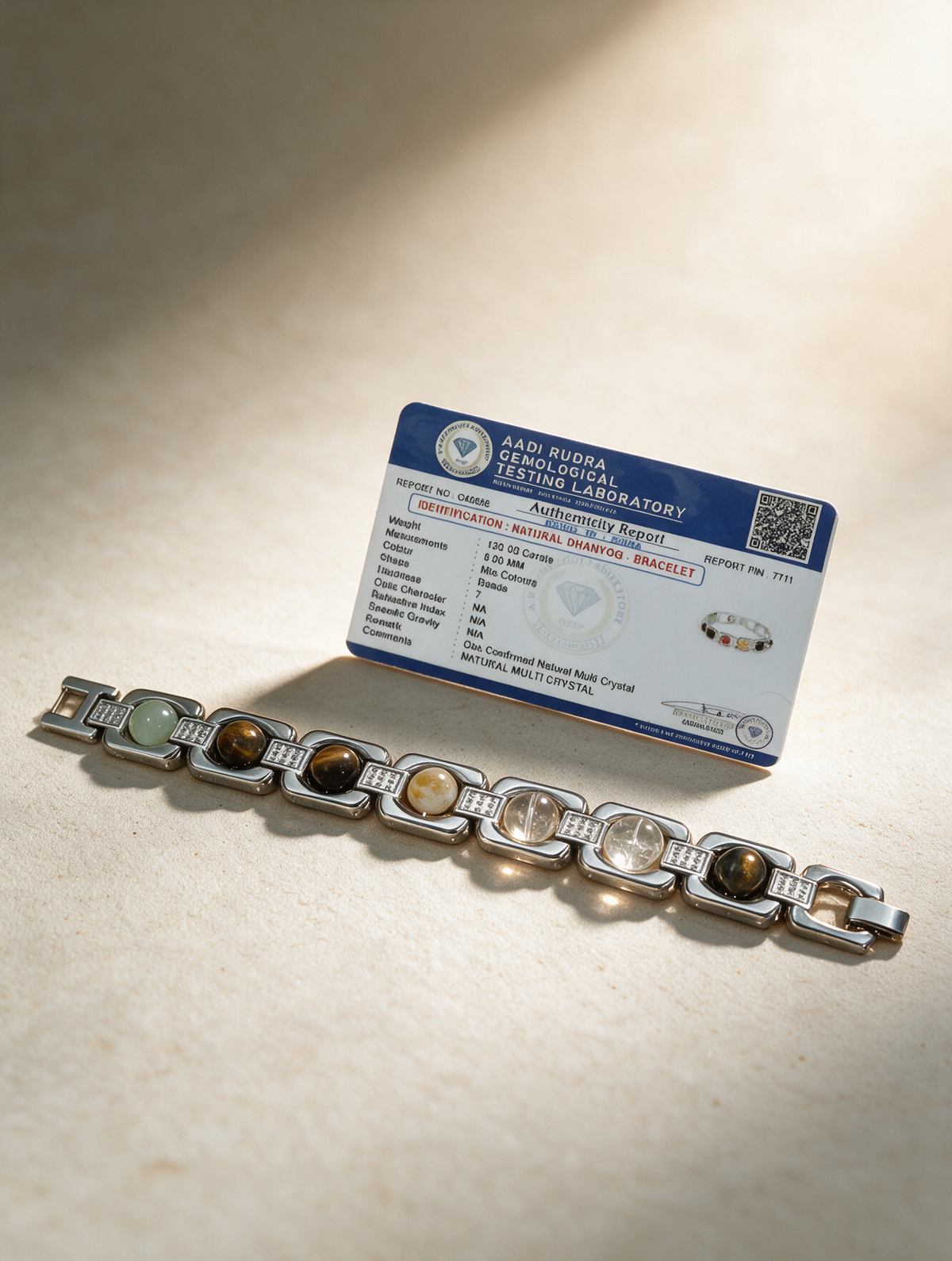 Silver Metal Multi-Stone Luck Bracelet