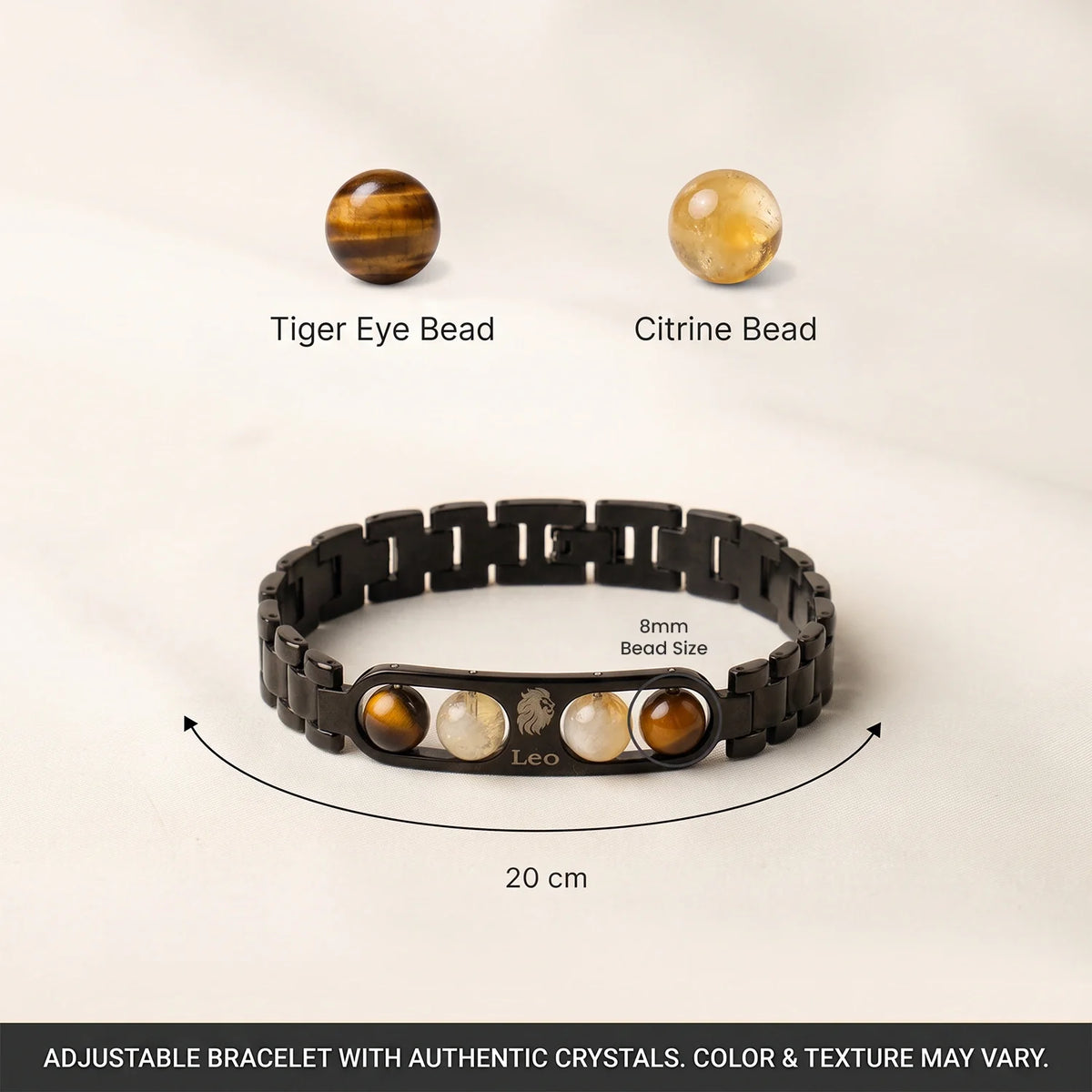 Leo Zodiac Metal Bracelet with Free Raw Selenite Plate