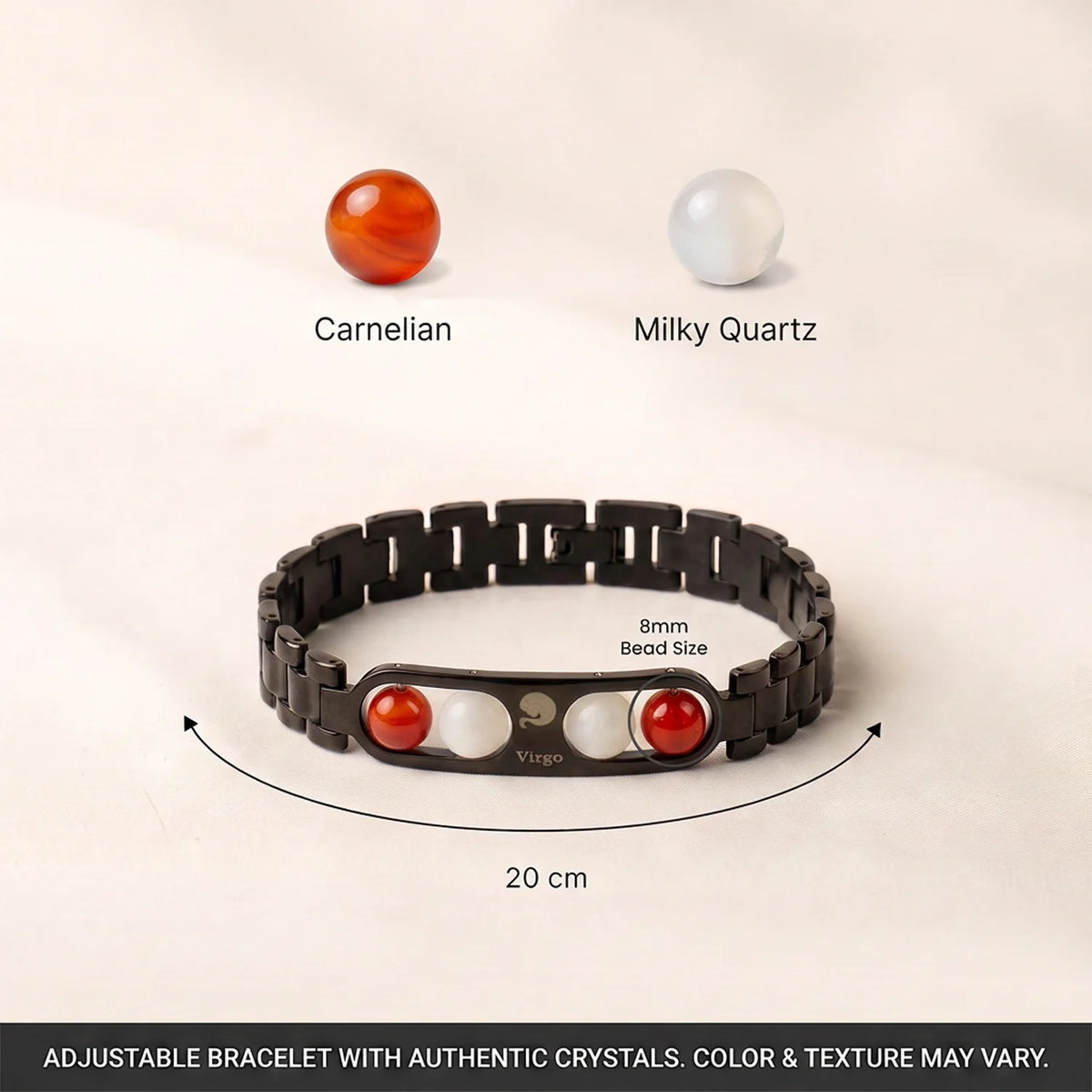 Virgo Zodiac Metal Bracelet with Free Raw Selenite Plate