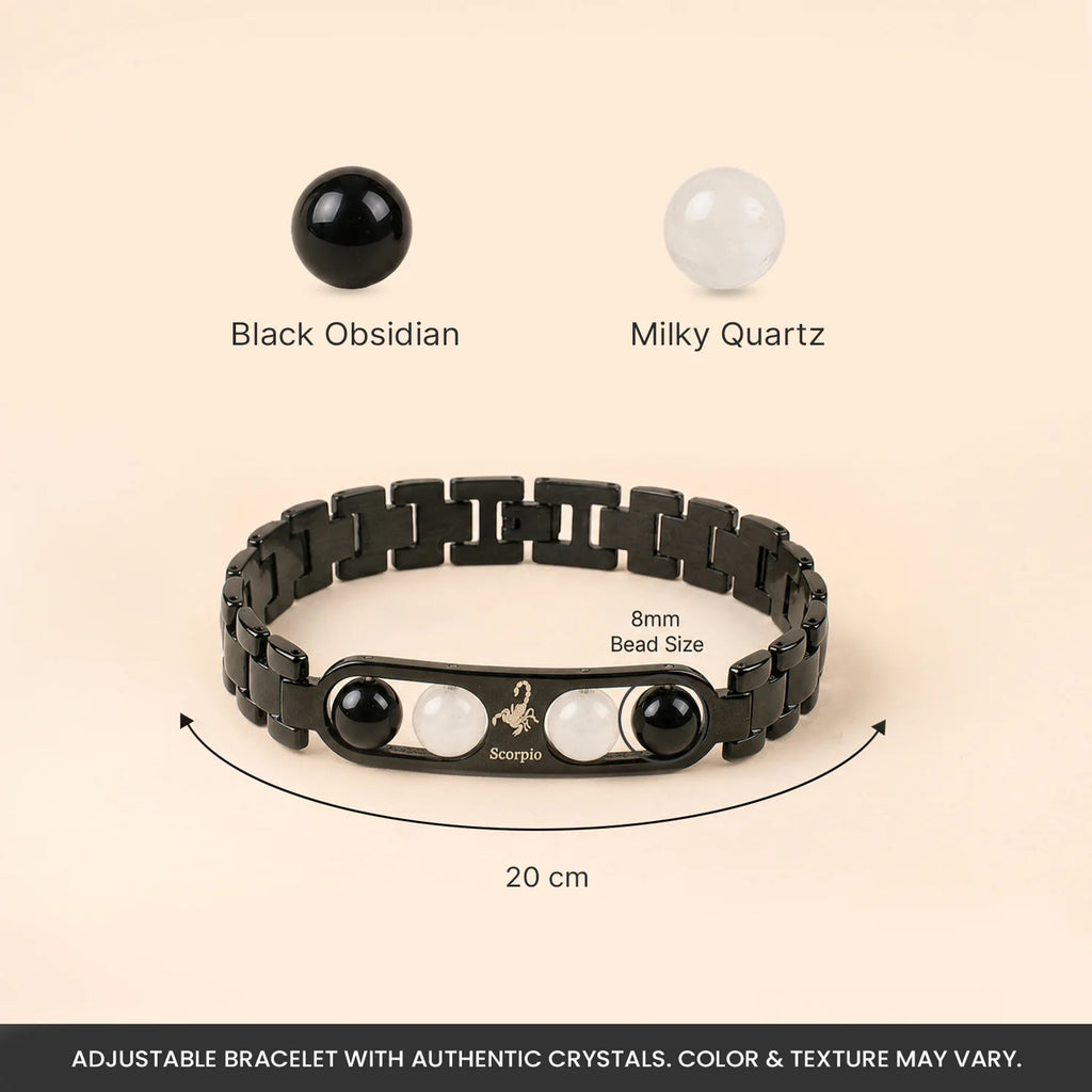 Scorpio Zodiac Metal Bracelet with Free Raw Selenite Plate