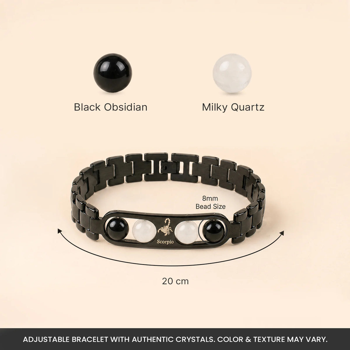 Scorpio Zodiac Metal Bracelet with Free Raw Selenite Plate