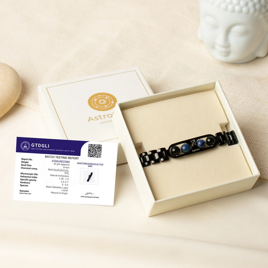 Sagittarius Zodiac Metal Bracelet with Free Raw Selenite Plate
