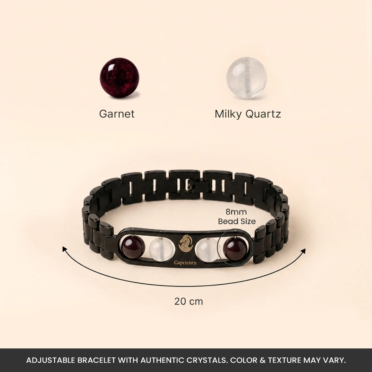 Capricorn Zodiac Metal Bracelet with Free Raw Selenite Plate