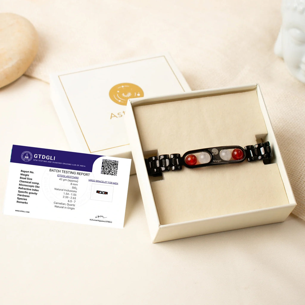 Virgo Zodiac Metal Bracelet with Free Raw Selenite Plate
