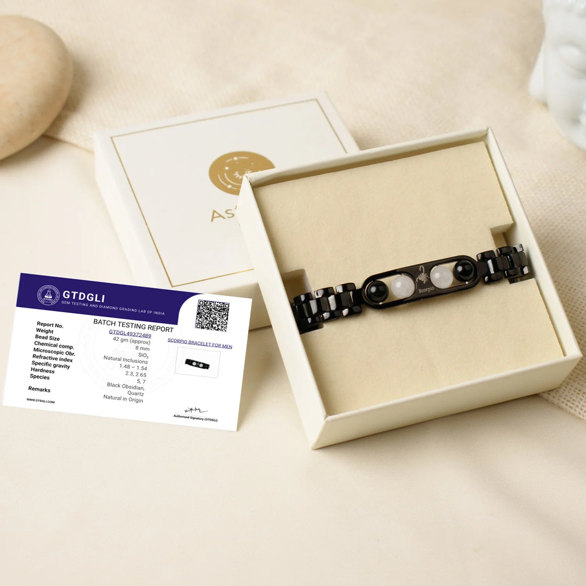 Scorpio Zodiac Metal Bracelet with Free Raw Selenite Plate