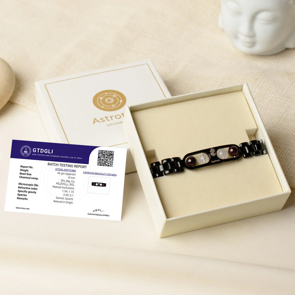 Capricorn Zodiac Metal Bracelet with Free Raw Selenite Plate