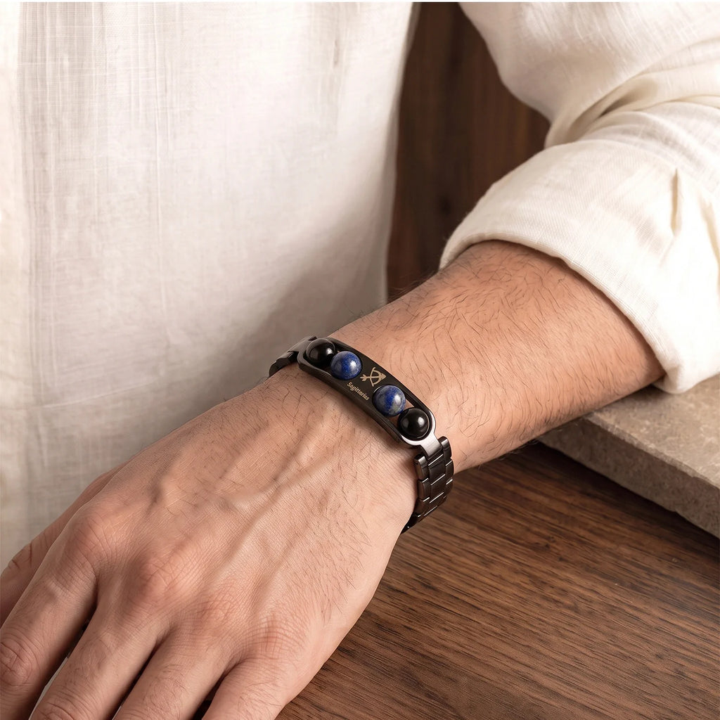 Sagittarius Zodiac Metal Bracelet with Free Raw Selenite Plate