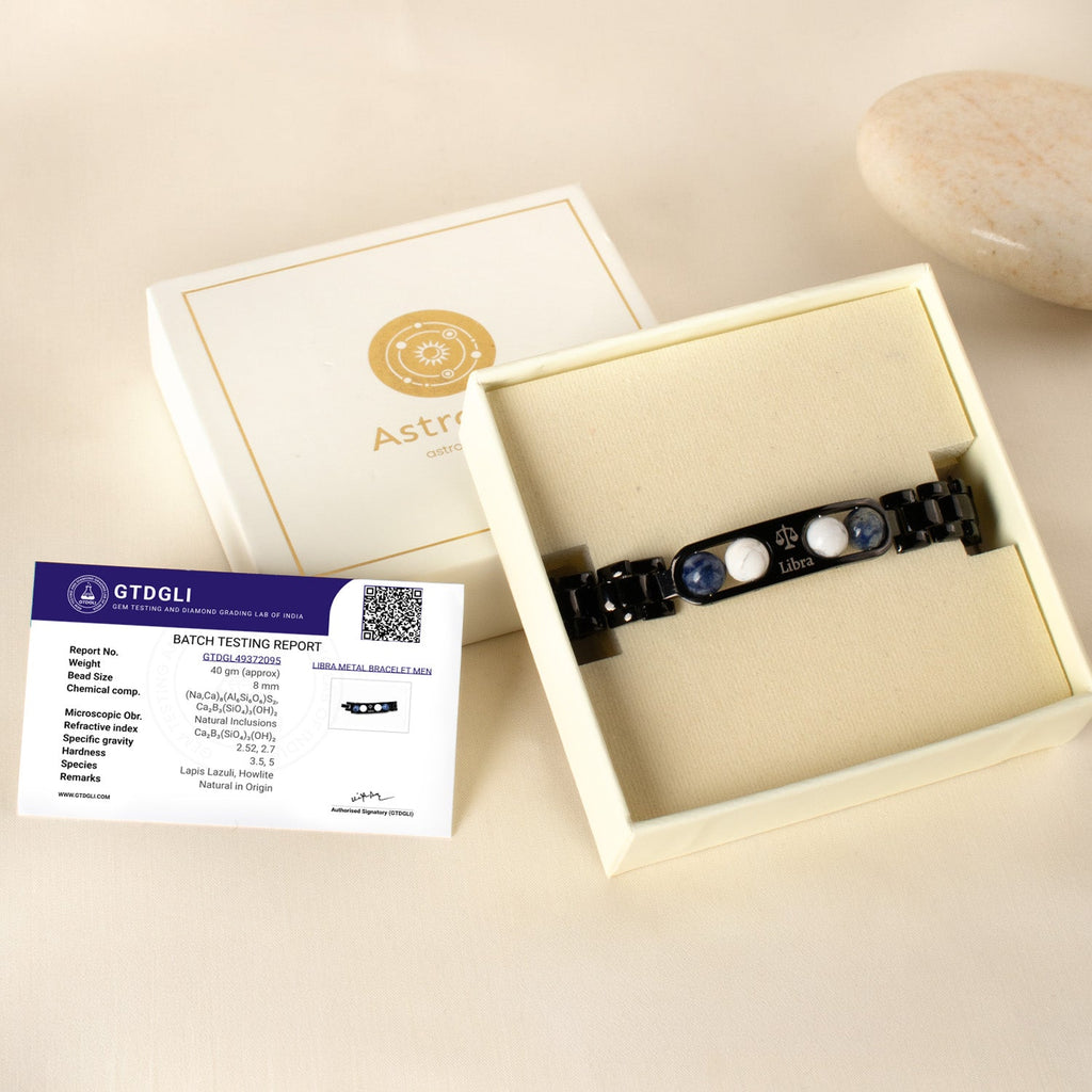 Libra Zodiac Metal Bracelet with Free Raw Selenite Plate
