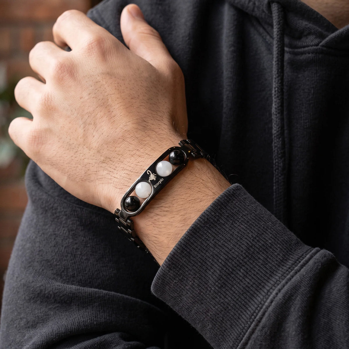 Scorpio Zodiac Metal Bracelet with Free Raw Selenite Plate
