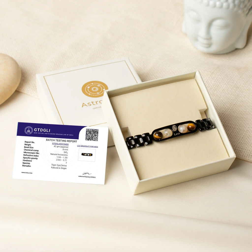 Leo Zodiac Metal Bracelet with Free Raw Selenite Plate