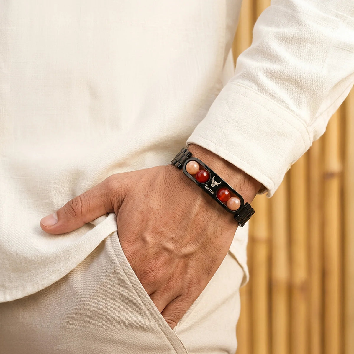 Taurus Zodiac Metal Bracelet with Free Raw Selenite Plate