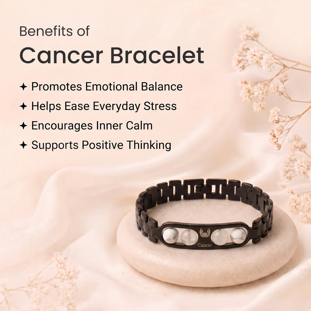 Cancer Zodiac Metal Bracelet with Free Raw Selenite Plate