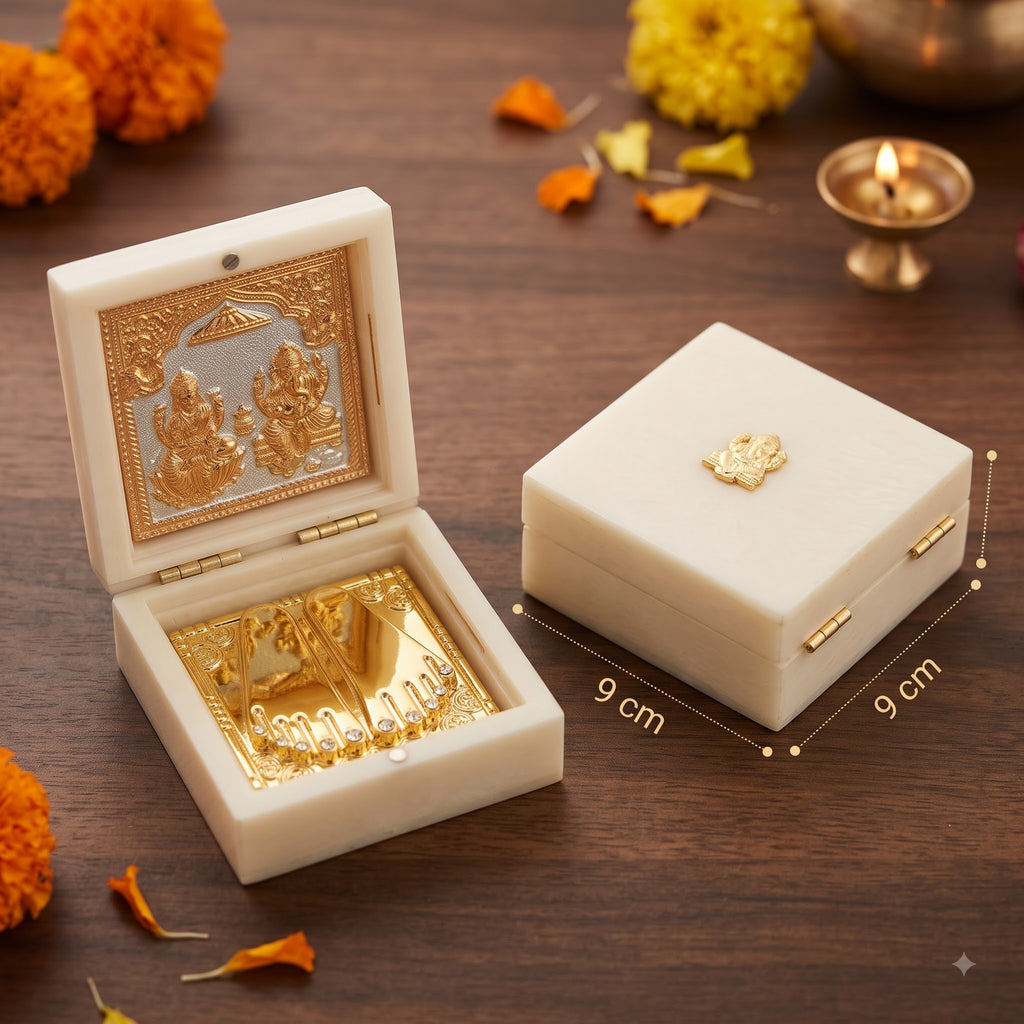 Premium Laxmi Puja & Festive Gift Box / Designer Wooden Laxmi Charan Gift Box