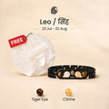 Leo Zodiac Metal Bracelet with Free Raw Selenite Plate